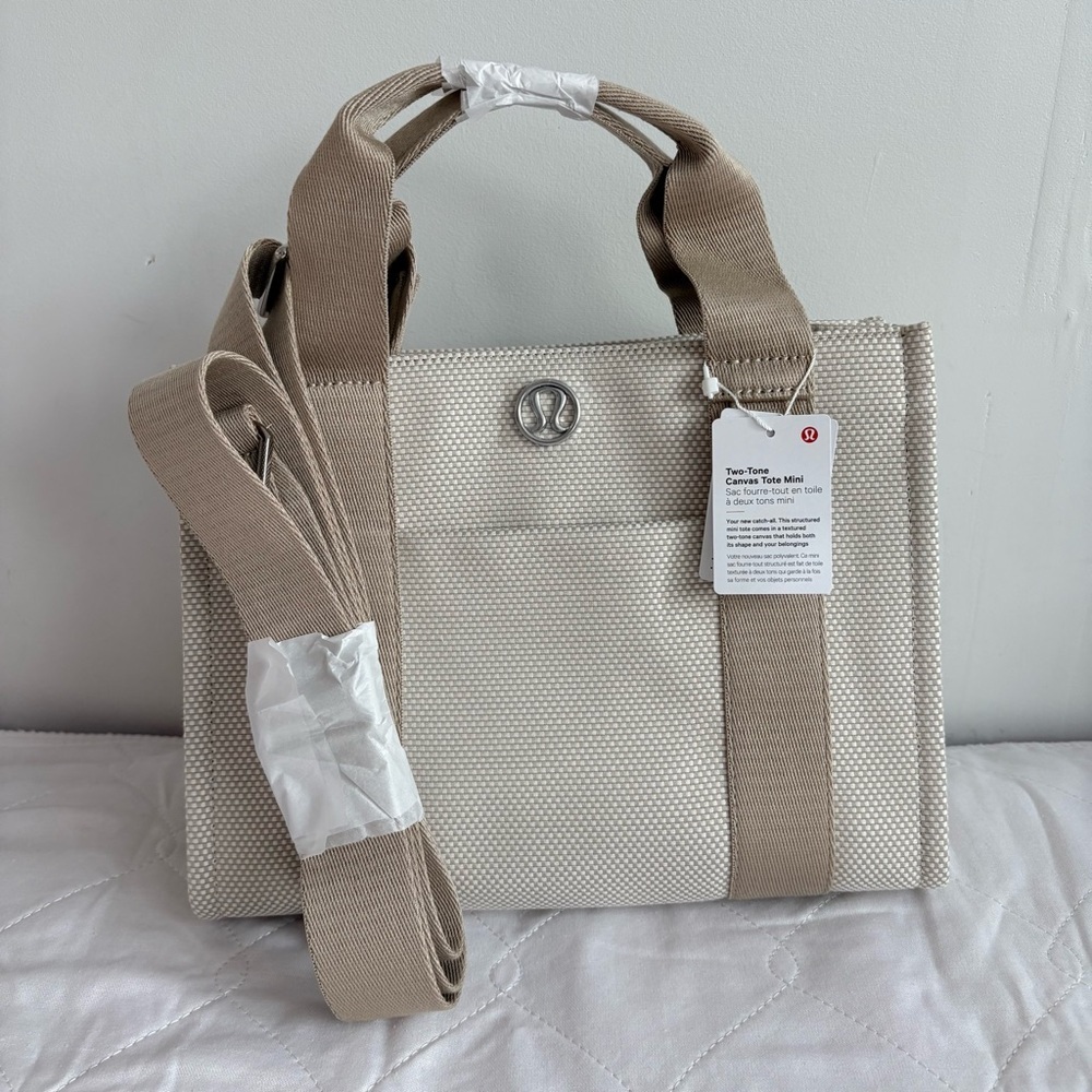 Lululemon Two Tone Mini Canvas Tote - Mojave Tan and Light Ivory - Picture 8 of 8